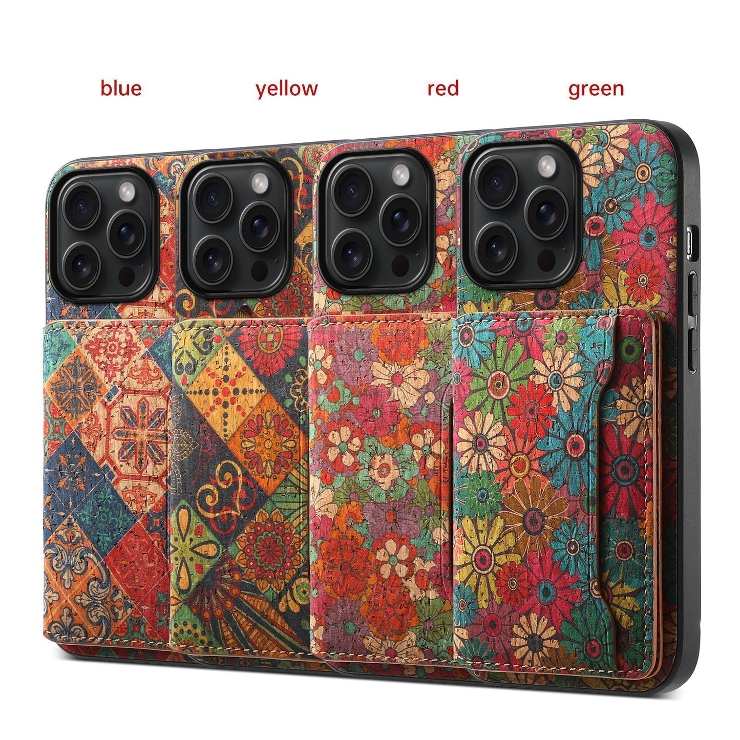 Vintage Floral seasons Leather Wallet Case – Boho Chic Protection for iPhone Case1 mysite