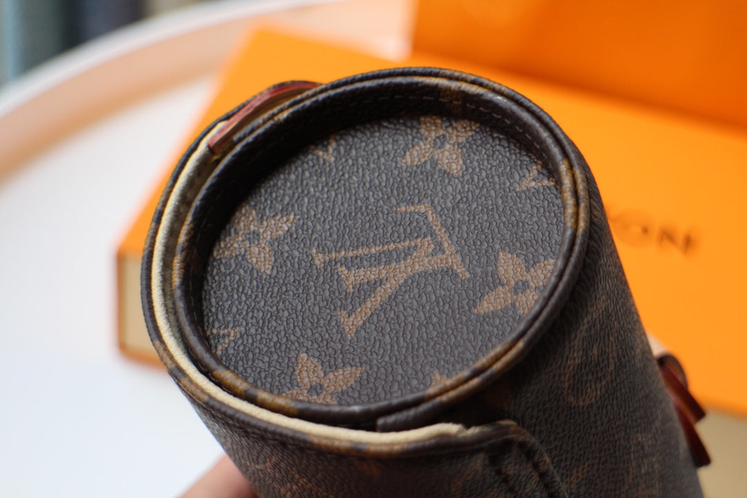 LV M47530 3 Watch Case Brown Beige Monogram Canvas & Cowhide HW mysite