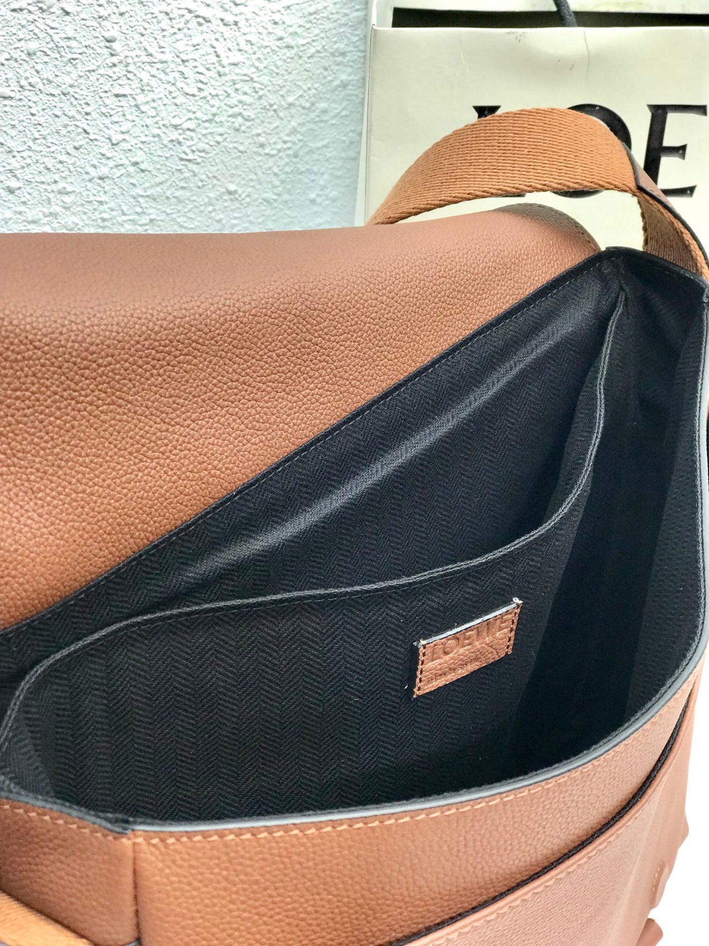 LOE 33 XS MILITARY MESSENGER BAG IN WINTER BROWN CALFSKIN AND JACQUARD mysite