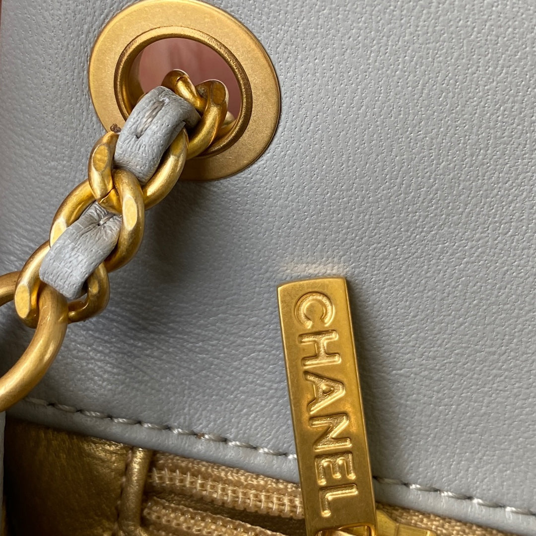 Classic Mini Flap Bag 20cm Grey Lambskin Gold Hardware mysite