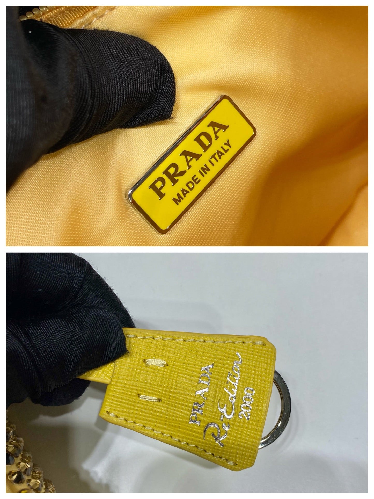 SPARKLING HOBO BAG 23 IN YELLOW NYLON ATTACHED FULLY CRYSTALS mysite