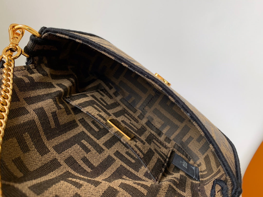 Fend Baguette 20 Brown FF Jacquard Fabric Bag Ghw mysite