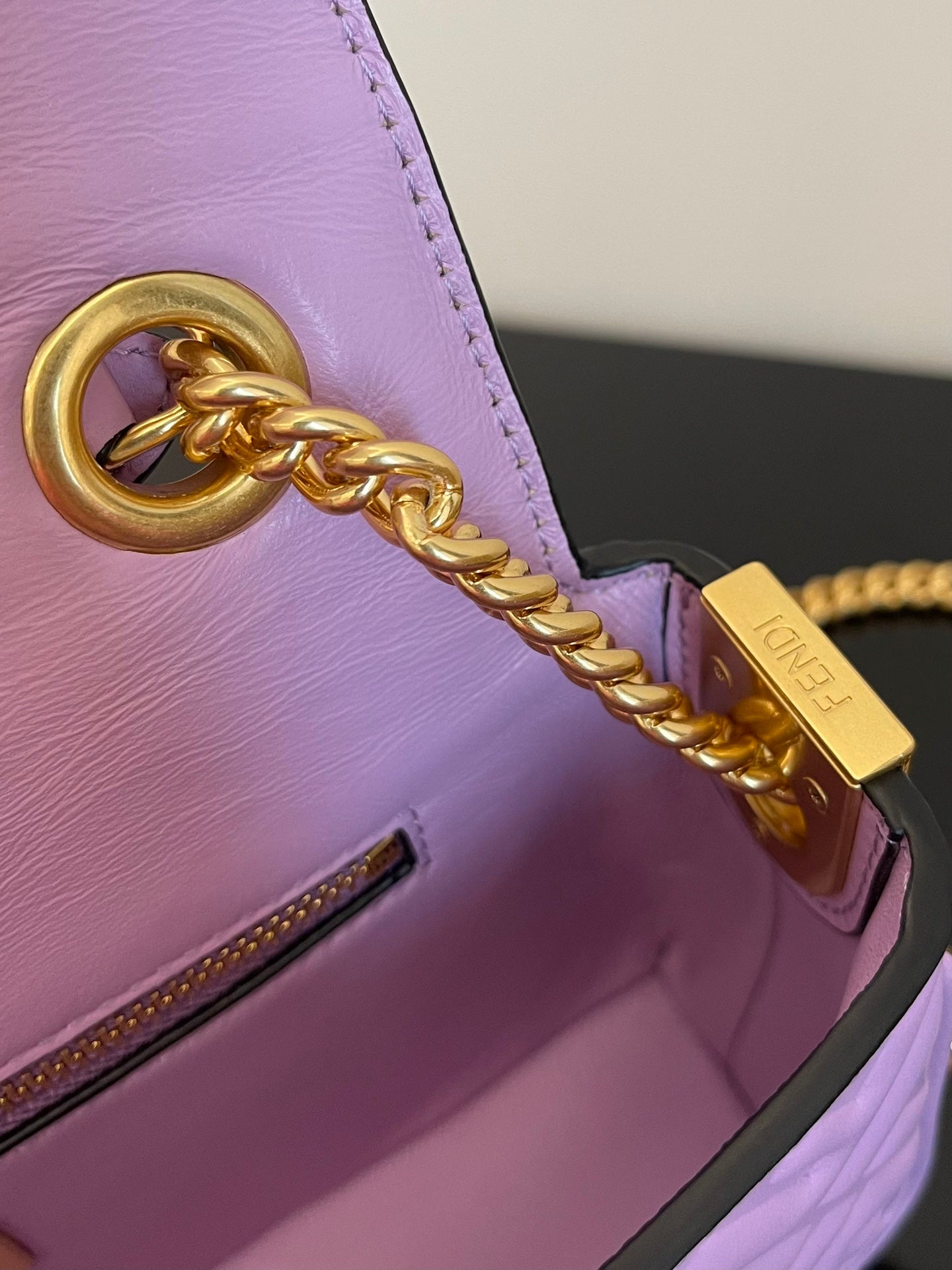 Fend Baguette 24 Bag With FF Motif Lavender Leather Ghw mysite