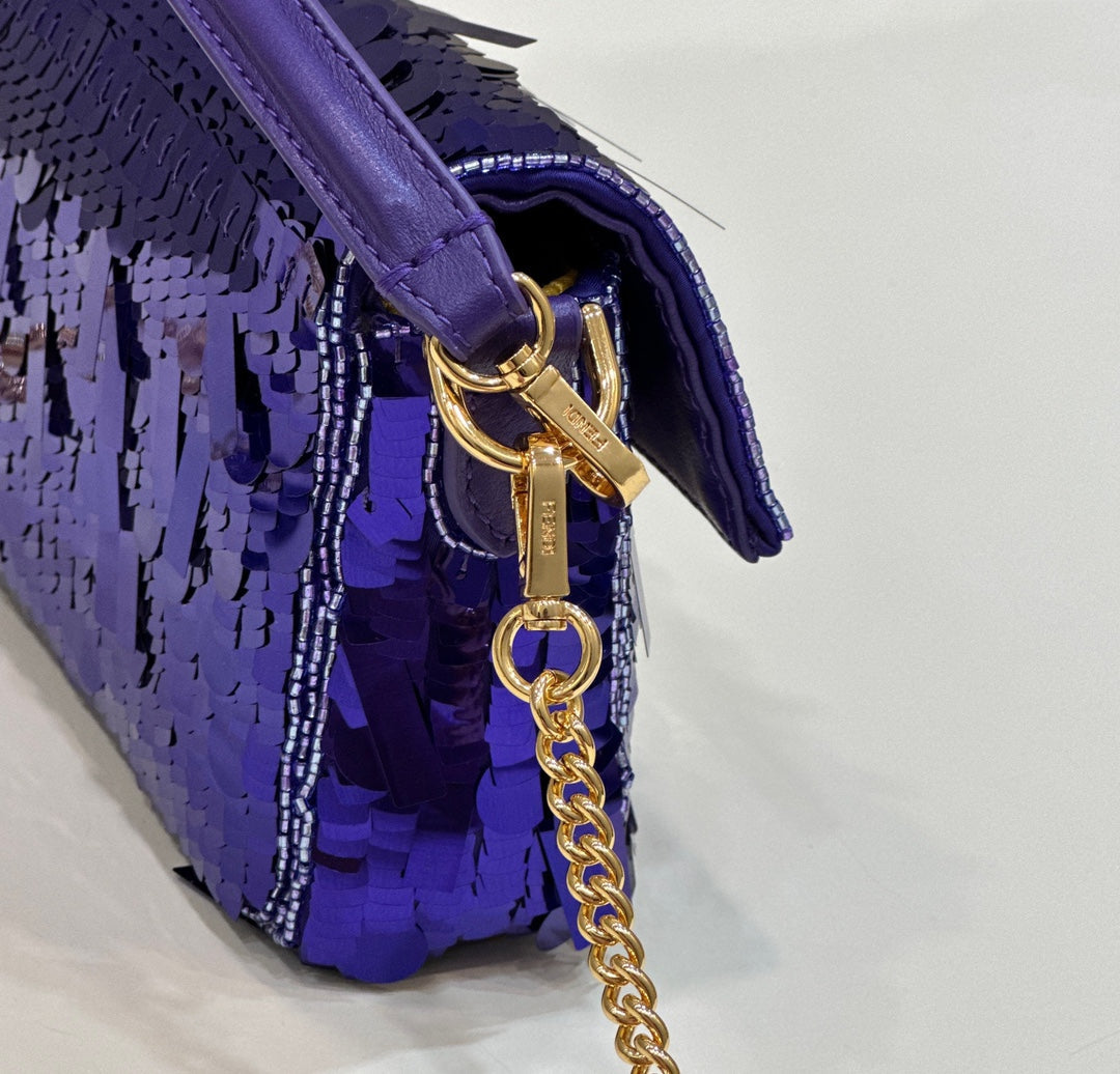 BAGUETTE MINI 19 IN GRAPE JELLY SEQUINS GOLD HARDWARE mysite
