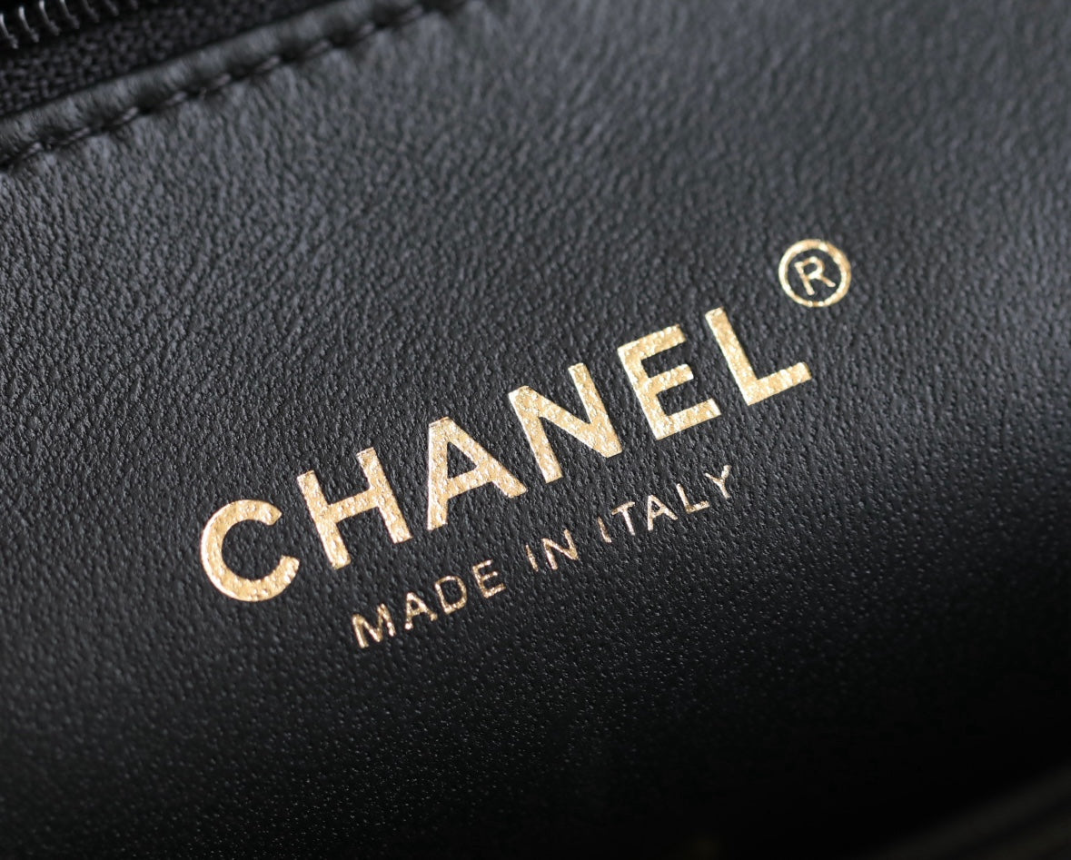 24B Small Flap Bag With Top Handle 25cm Black Lambskin mysite