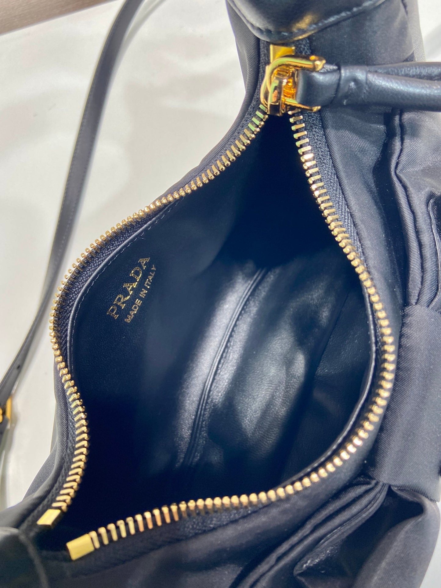 BOW HOBO BAG 22 IN BLACK RE-NYLON AND LAMBSKIN mysite