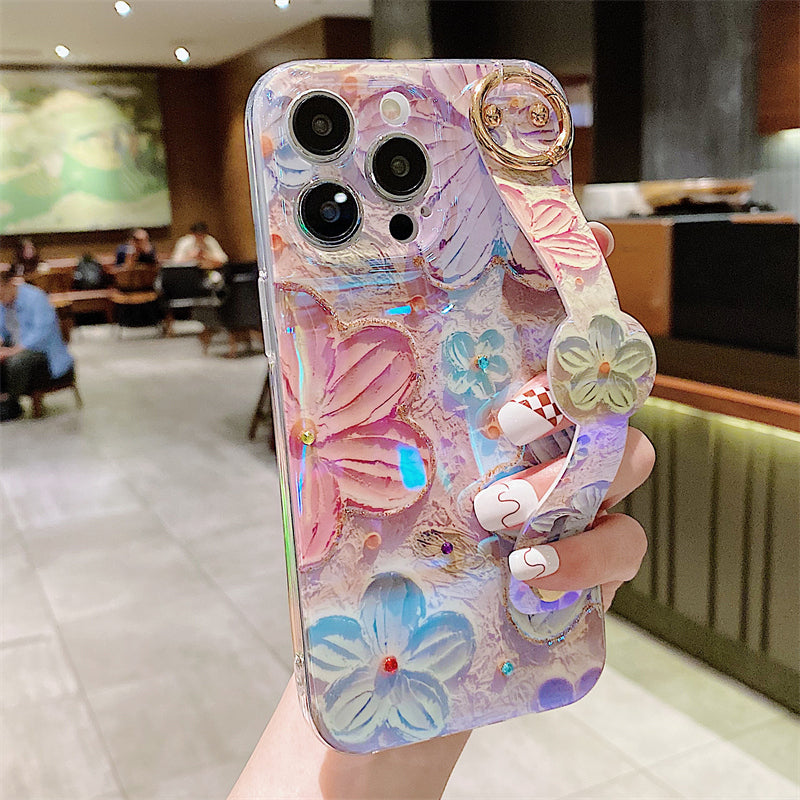 Oil Painting Flower Wristband Holder iPhone Case mysite