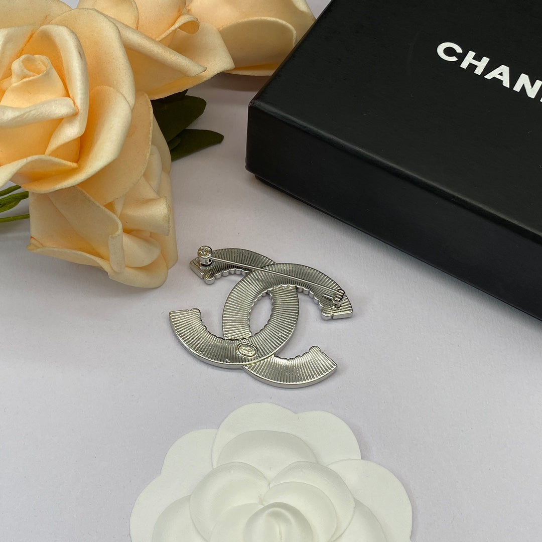 Crystal Baguette Silver Brooch and Earrings-1-s mysite