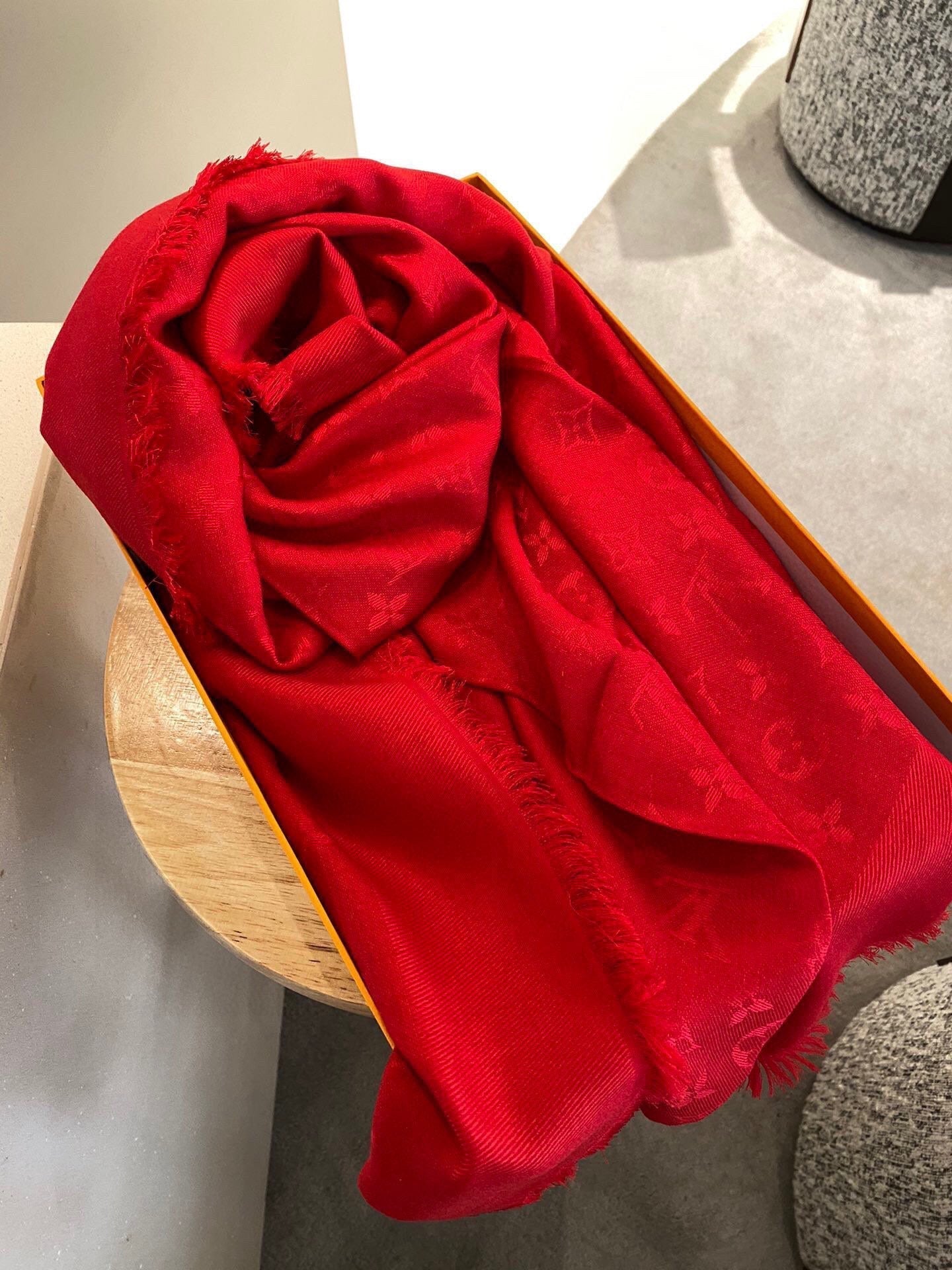 LV SCARF 140CM RED MONOGRAM JACQUARD 150730 mysite
