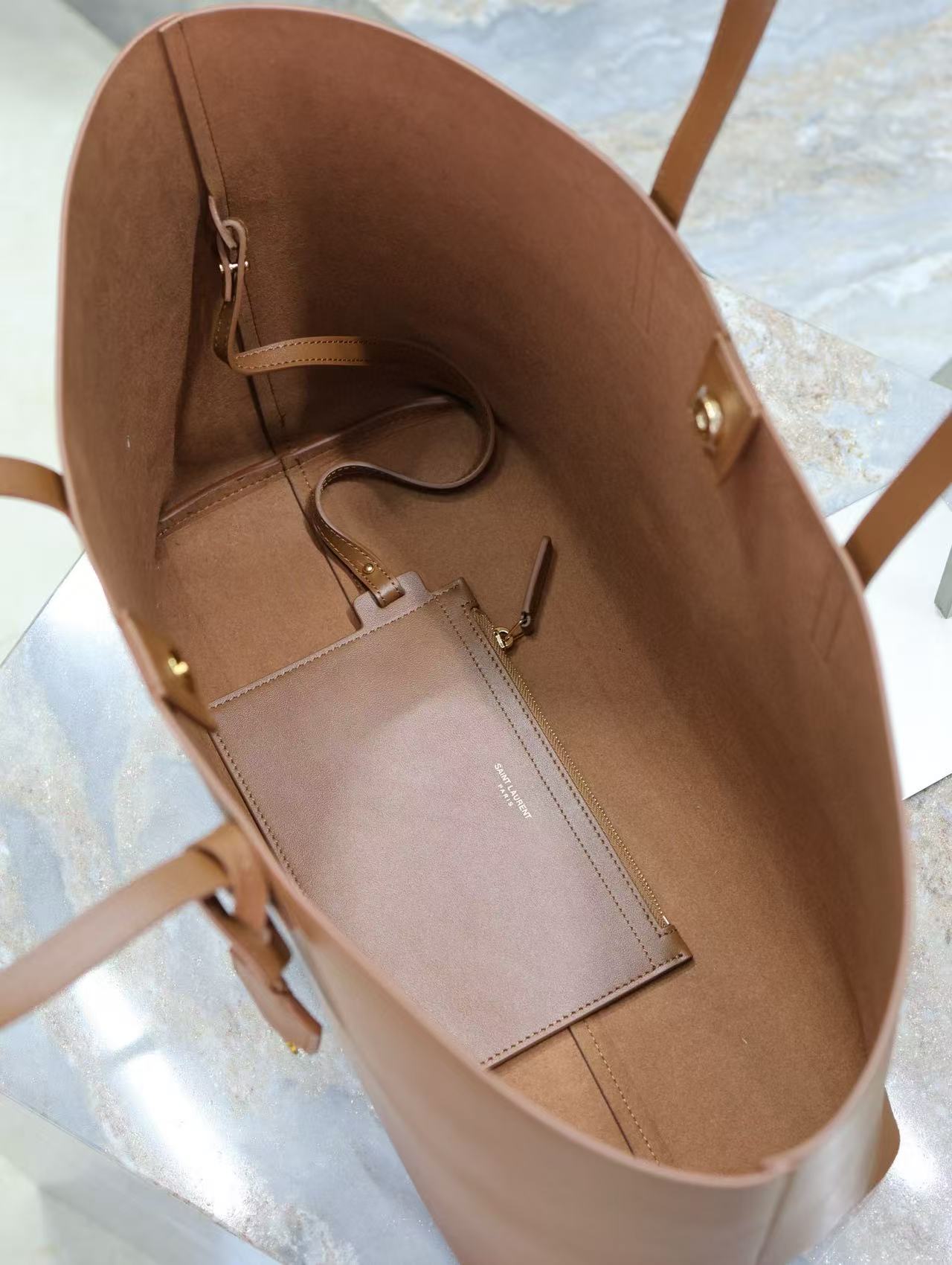 YSL 2025 Tote 38cm Bag Brown Smooth Leather mysite