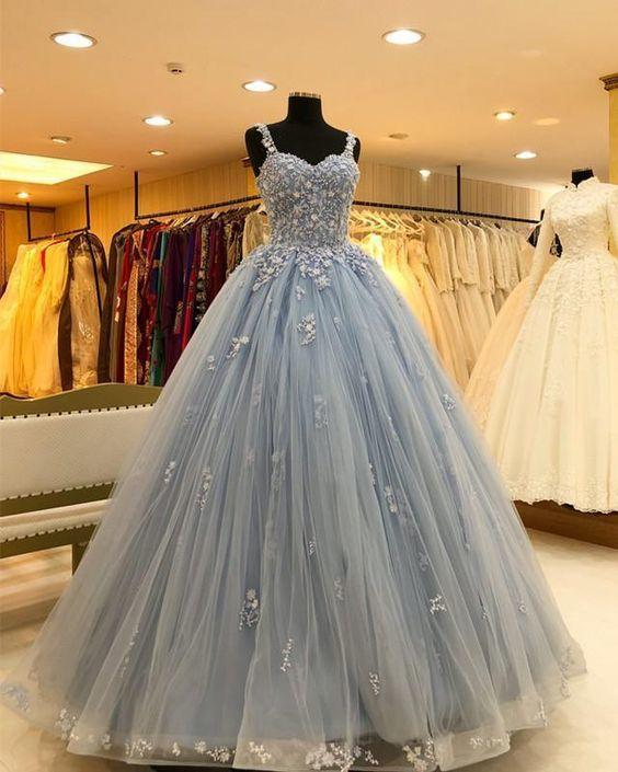 Gorgeous Beading Light Blue Ball Gown Prom Dress with Appliques gh2199s mysite