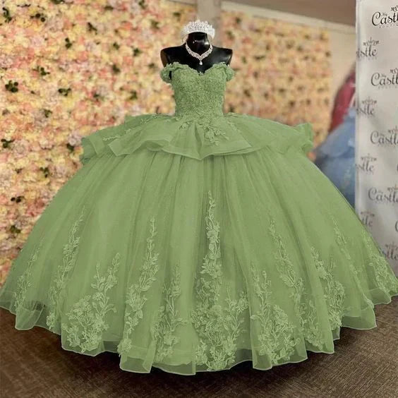 Green Tulle Sweet 16 Ball Gown Prom Dresses Birthday Party Gown gh2762s mysite