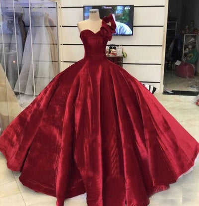 Charming One Shoulder Red Formal Ball Gown Prom Dress, Evening Dress cg10551s mysite