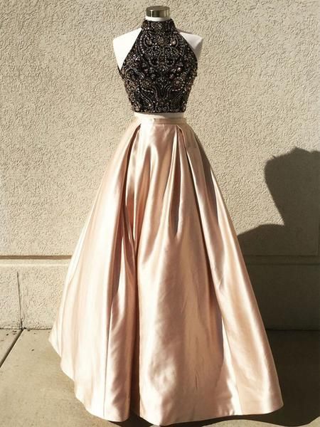 Gorgeous Two Piece Beaded Top High Neck Sleeveless Ball Gown Prom Dresses cg10665s mysite