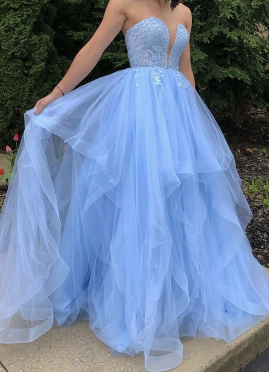 Blue strapless tulle lace long ball gown prom dress cg11463s mysite