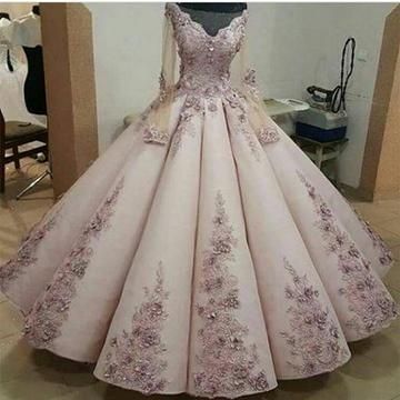 Charming Lace Embroidery Long Sleeves Ball Gown Prom Dress cg11798s mysite