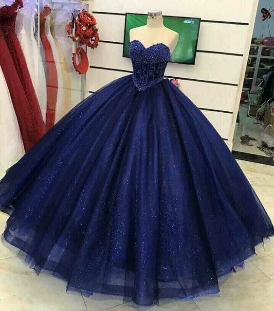 Gorgeous Beading Sweetheart neck Tulle Quinceanera Dresses, Blue Ball Gown prom dress cg17458s mysite