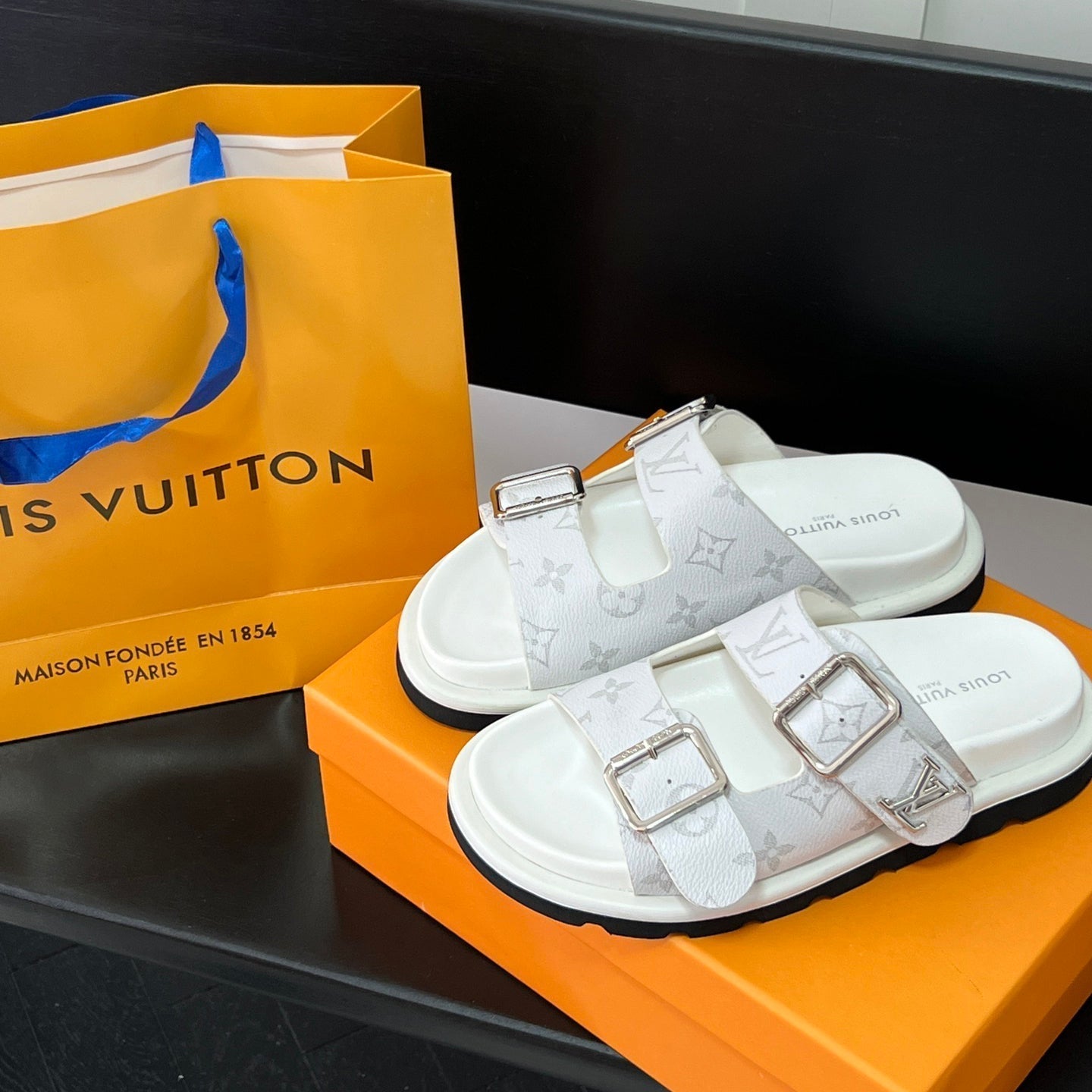 Couple's-1 Monogram Comfort Sandals-1 mysite