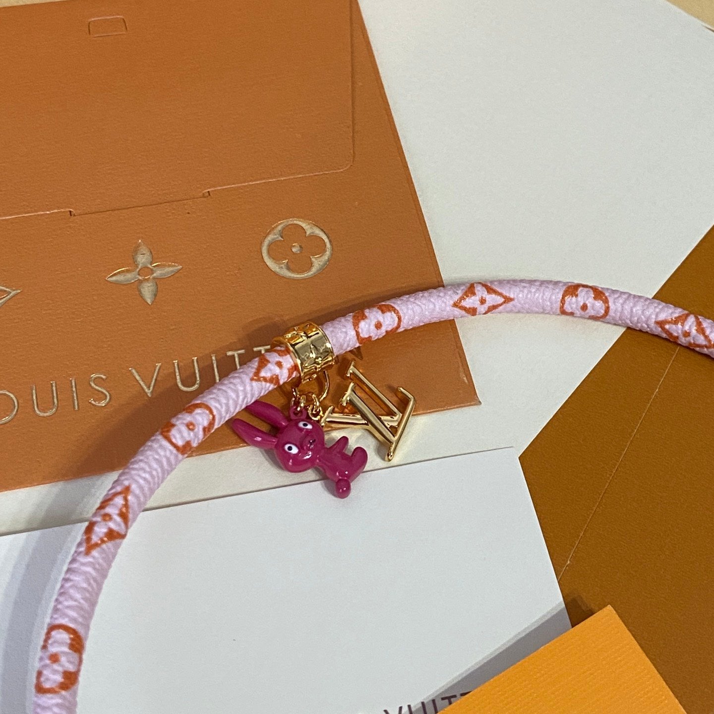 Pink Leather Bunny Bracelet-s mysite