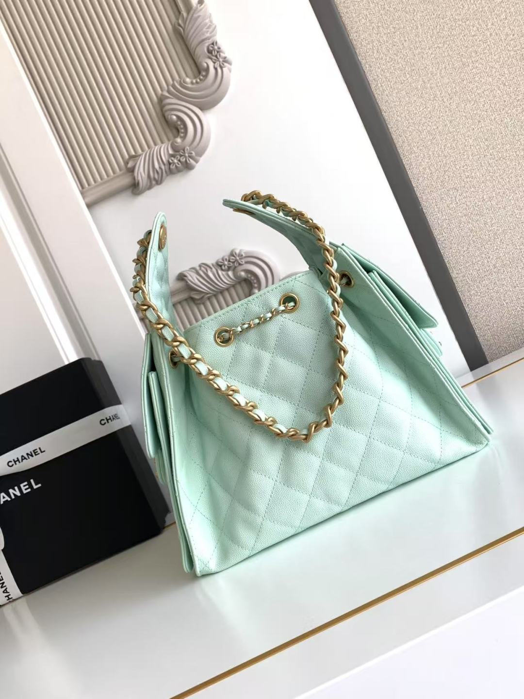 CC 25C Hobo Bag 30cm Turquoise Blue Grained Calfskin mysite