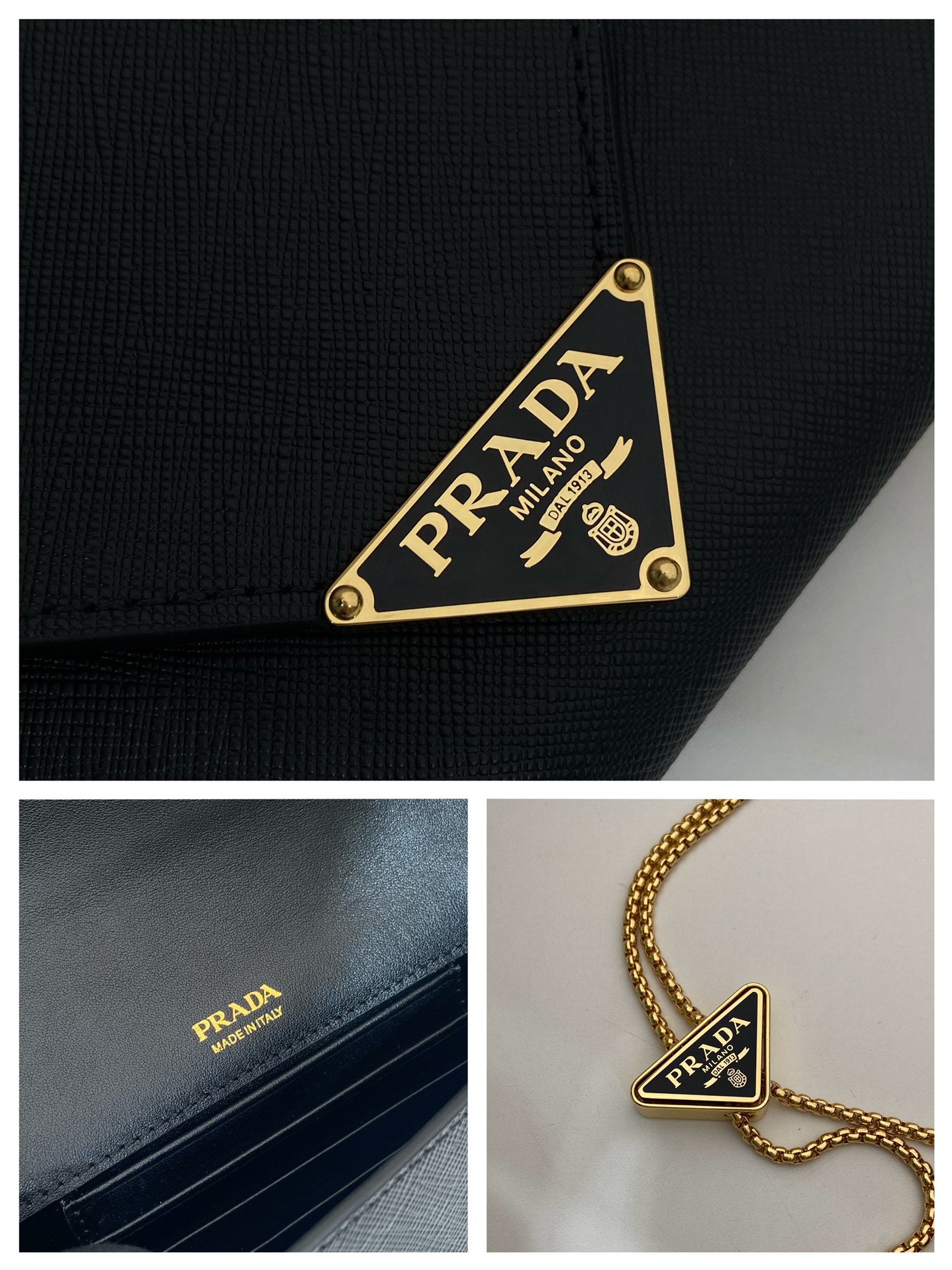 PRA Cross pattern envelope bag black leather 341148 mysite