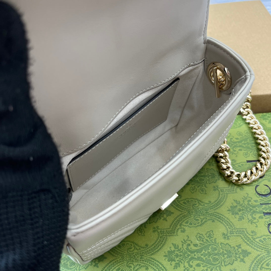 GG MARMONT 13 MINI TOP HANDLE BAG WHITE CALFSKIN mysite