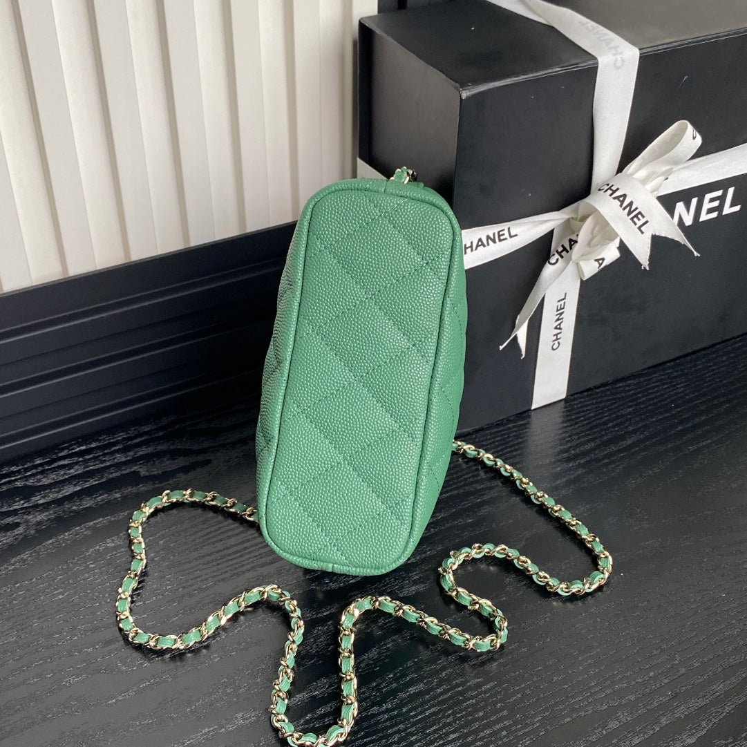CC 25C Hobo Bag 21.5cm Top Handle Dark Green Grained Calfskin mysite