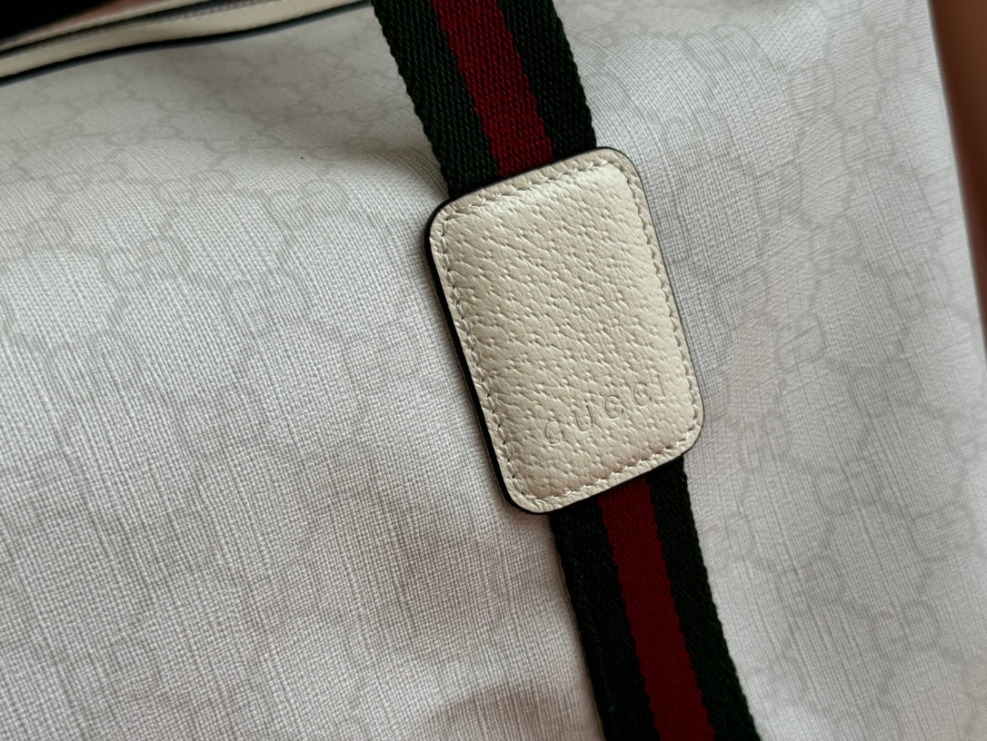 Gucci Travel Bag White Red Canvas 239930