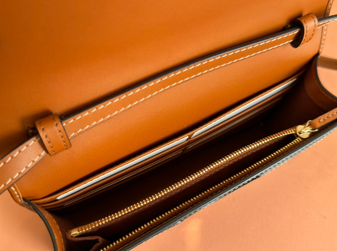 Gucci Emblem Mini Shoulder Bag Beige Brown Canvas Leather 244486 mysite