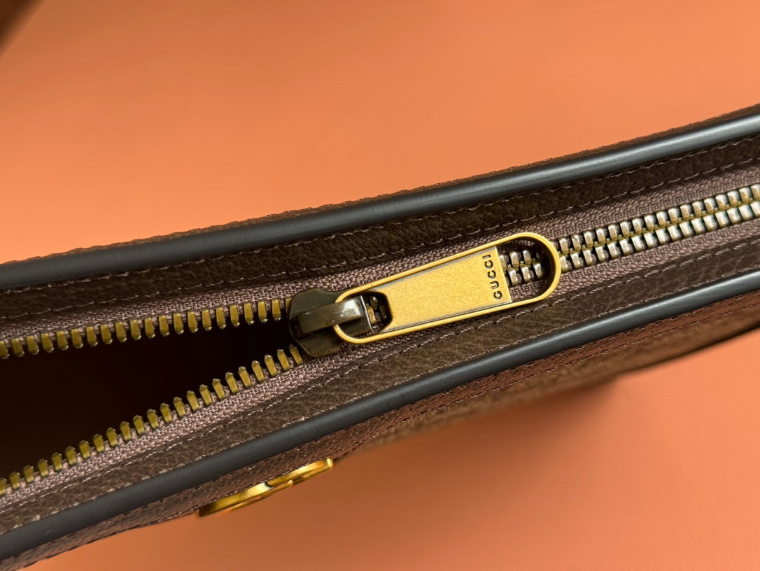 Gucci Ophidia 27cm Clutch Ebony Brown Canvas Leather 239914 mysite