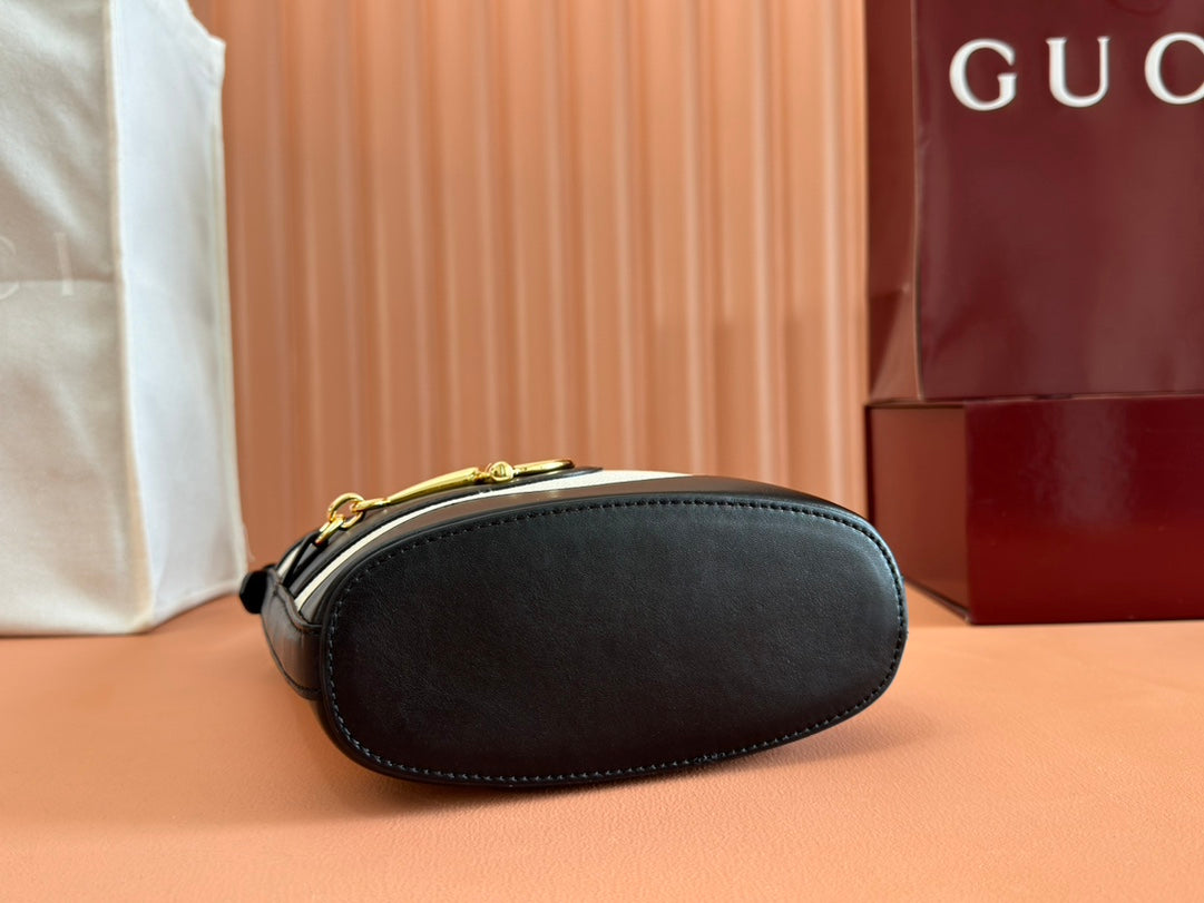 Gucci 73 Mini Bucket Bag Black White Leather Canvas 239679 mysite