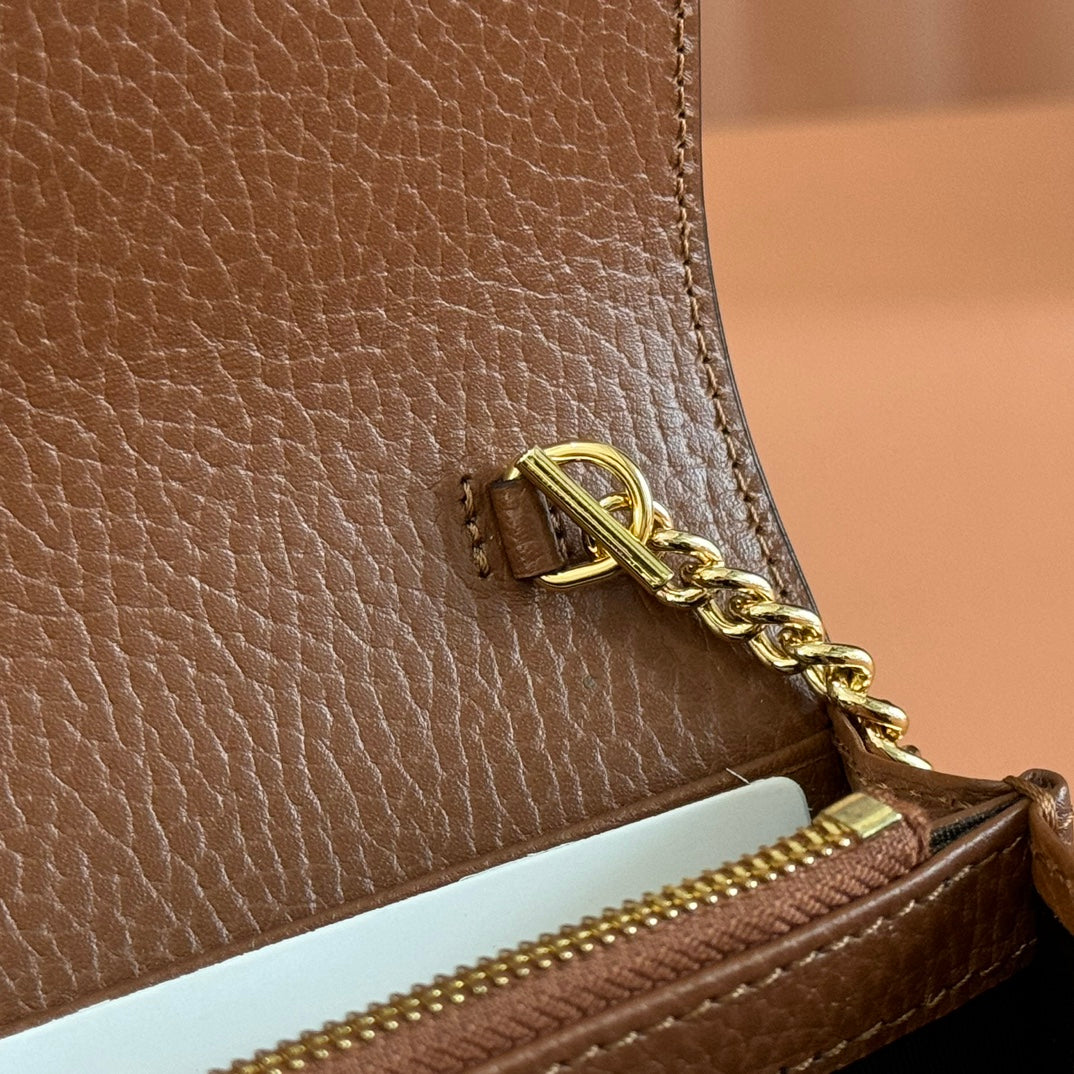 Gucci Jackie Chain Wallet Blue Brown Canvas Leather 255173 mysite