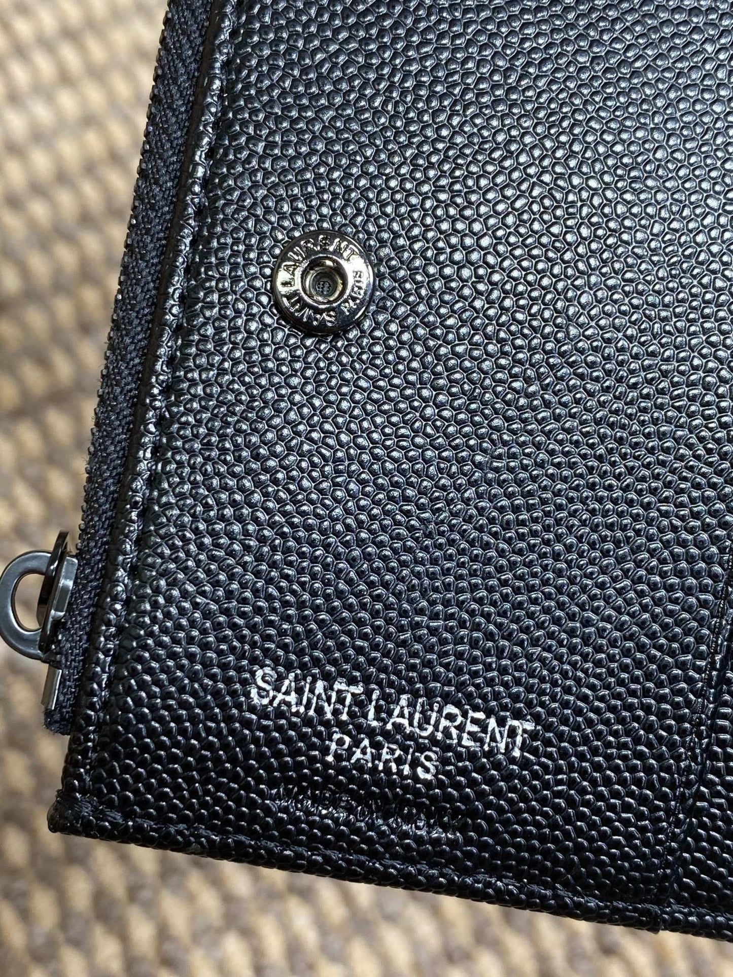 YSL Cassandre Matelassé Bi-Fold Wallet Full Black Caviar Cowhide mysite