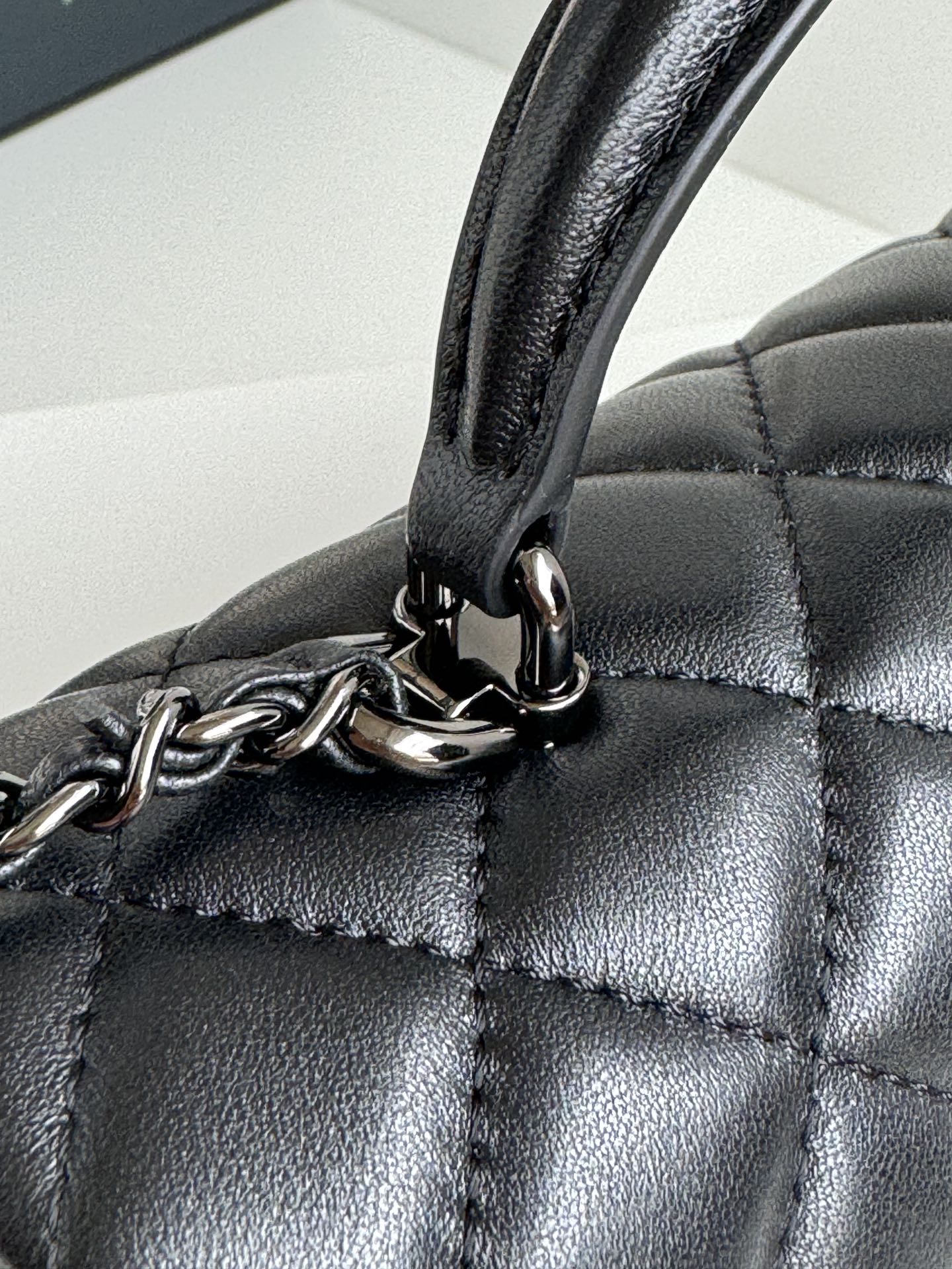 24c mini flap bag 20cm with top handle all black calfskin mysite