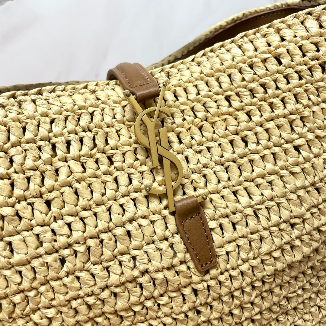 YSL LE 37 20CM BEIGE RAFFIA BUCKET BAG mysite