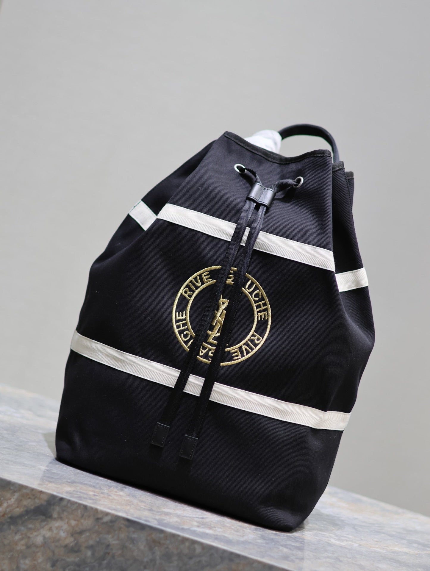 RIVE GAUCHE BACKPACK 49 IN BLACK MIX WHITE CANVAS mysite