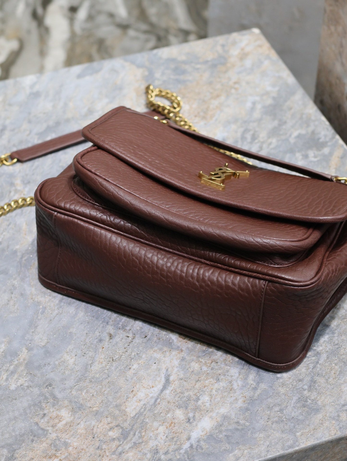 NIKI MEDIUM 28 IN CHESTNUT BROWN ELEPHANT PATTERN LAMBSKIN GOLD HARDWARE mysite