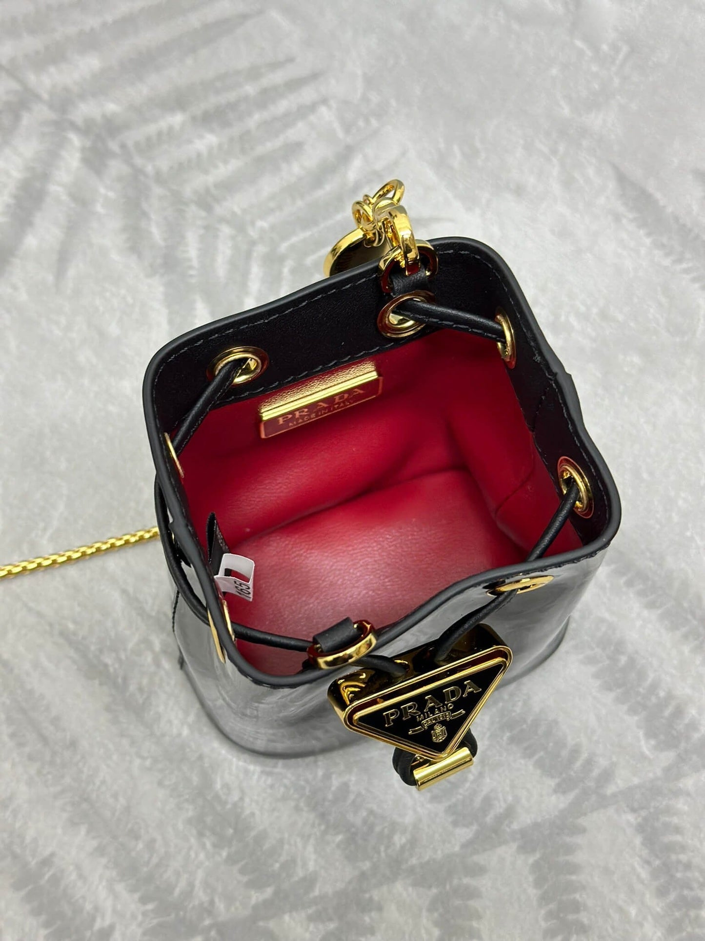 Prada Logo-Plaque Mini Bag Black Patent Leather GHW mysite