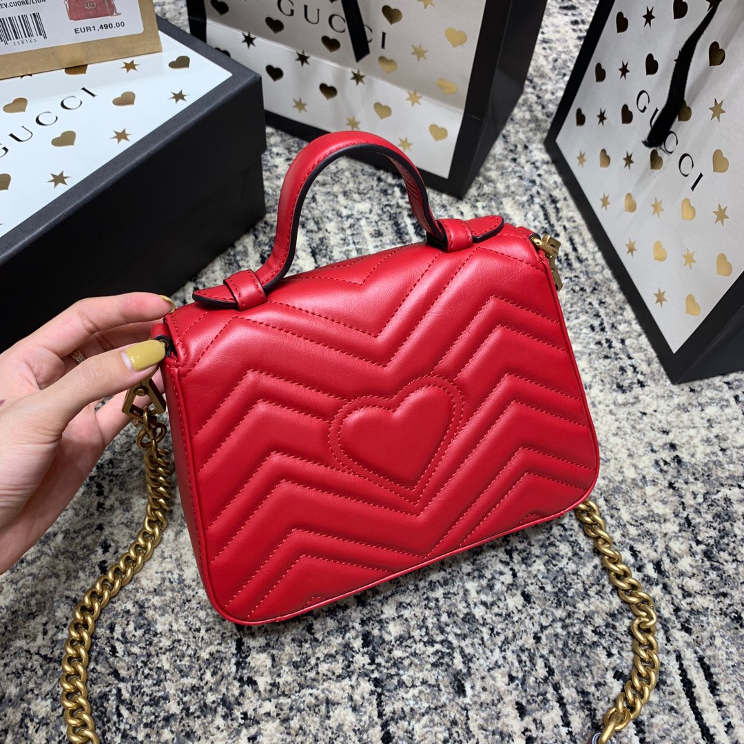 GG Marmont 21cm Mini Top Red Calfskin Gold Hardware mysite