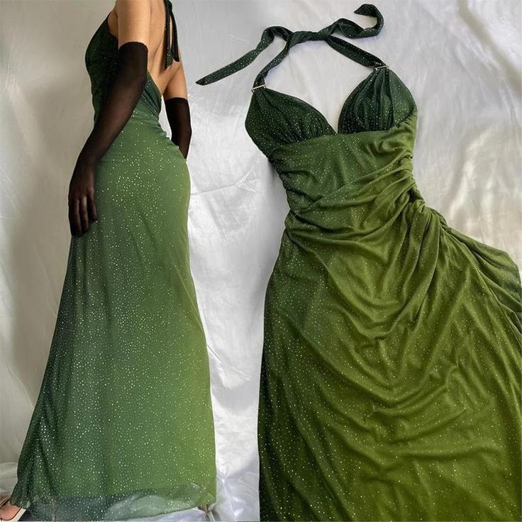 Shiny Green Gradient Long Chiffon Ball Gown Prom Dress Celebrity Dressess mysite