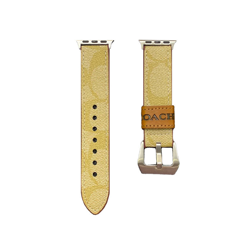 Leather Coach Apple Watch Band Light Brown-YHK244221710s-1 mysite