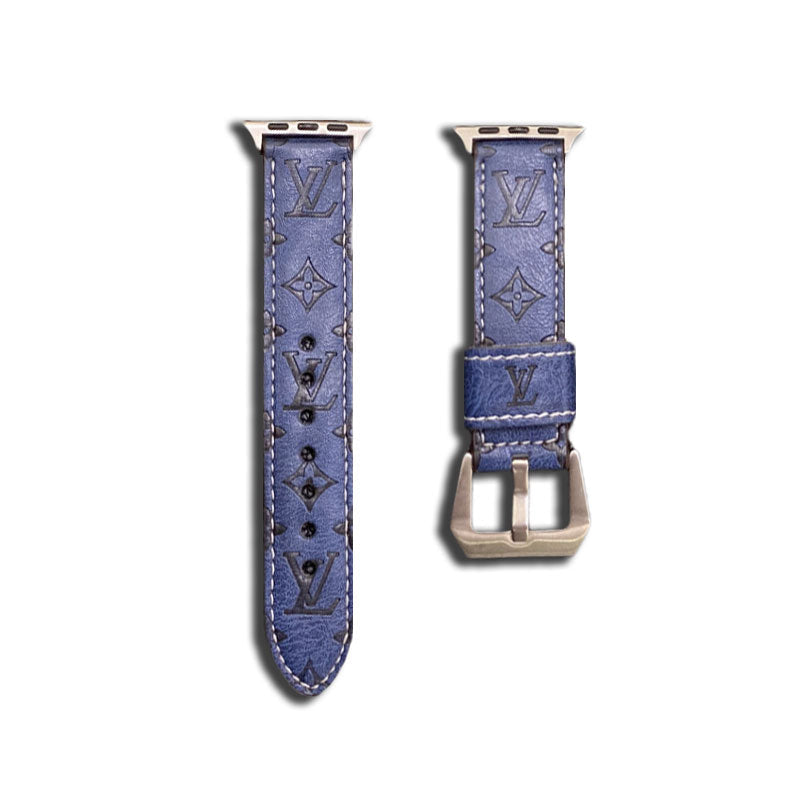 Leather Monogram Apple Watch Bands Leather Blue-YH24422s-1 mysite