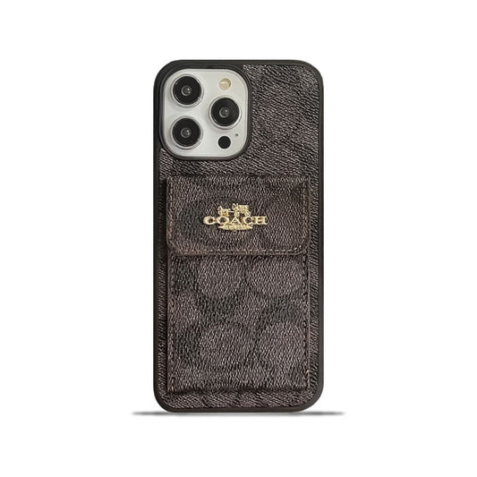 Coach iPhone Case With Card Holder Wallet Dark Brown  -SZK2404251 mysite