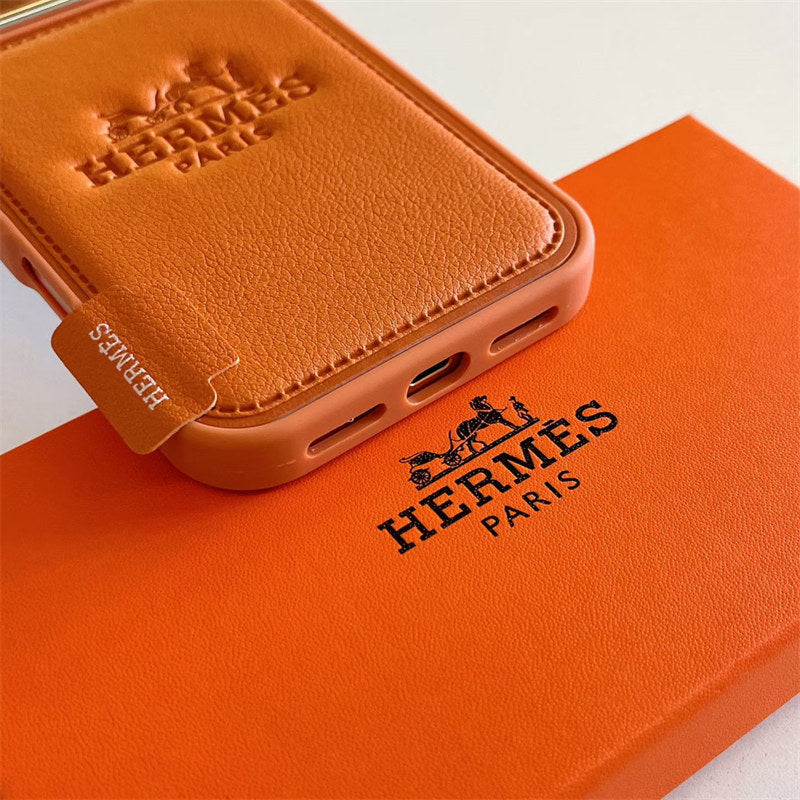 Luxury Hermes Leather Case For iPhone 17 / 16 / 15 / 14s mysite