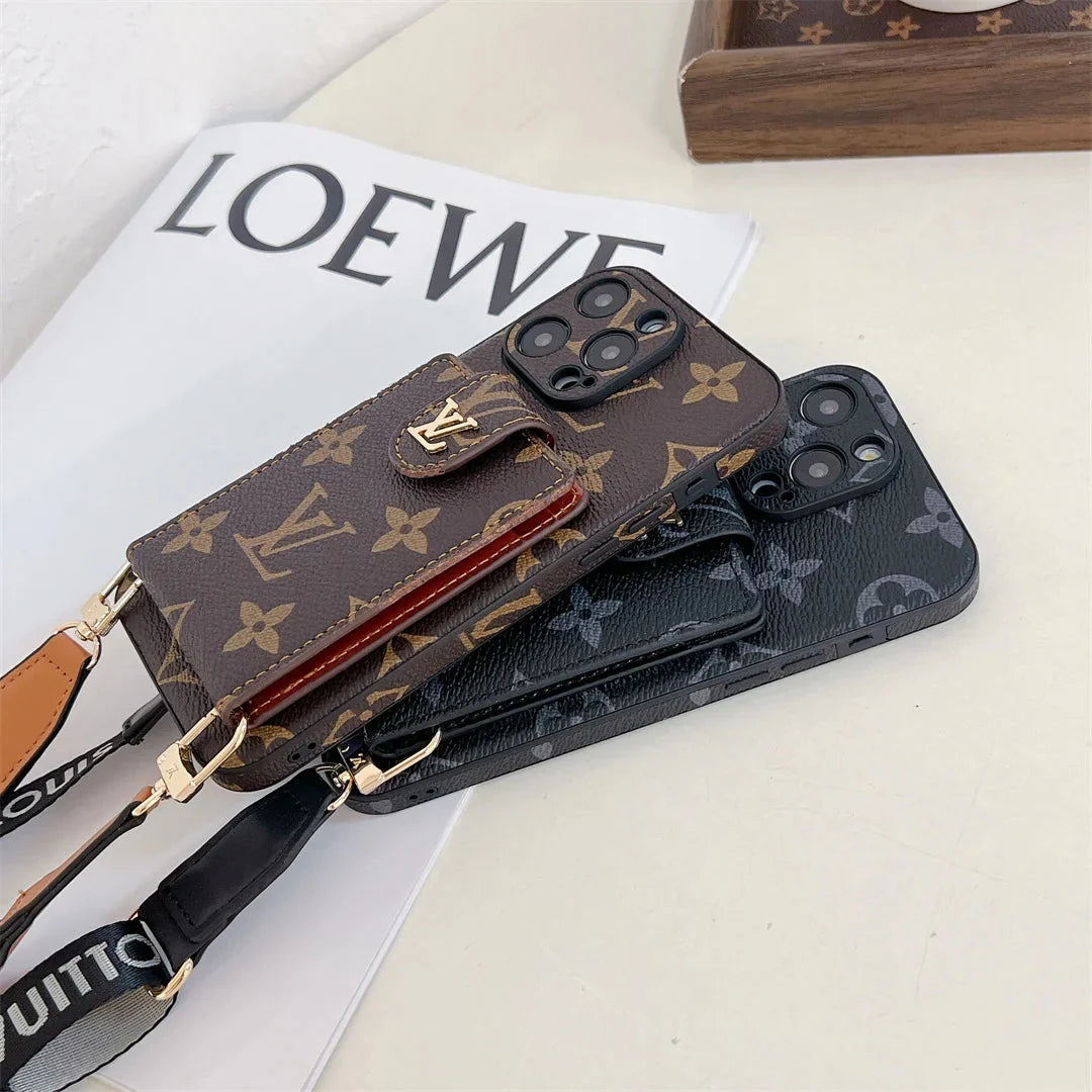 Monogram Canvas Leather Button Card Holder Crossbody iPhone Cases mysite