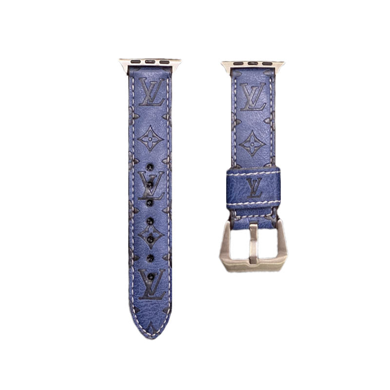Leather Monogram Apple Watch Bands Leather Blue-YH24422s-1 mysite