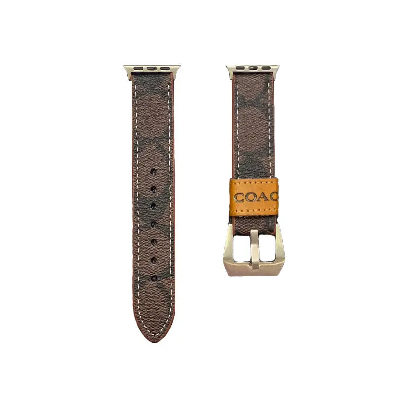 Leather Coach Apple Watch Band Light Brown-YHK244221710 mysite