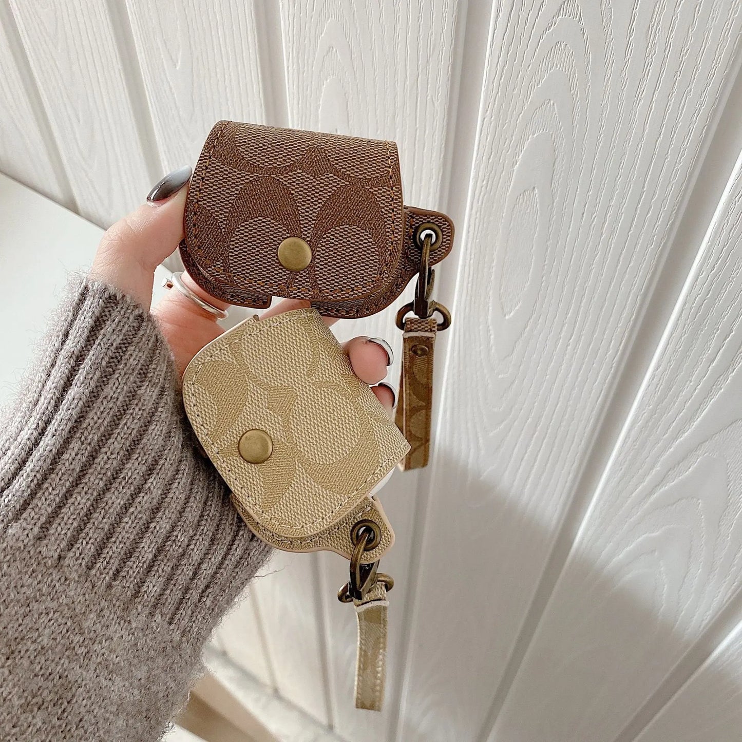 Leather Coach AirPods Pro Case Brown-CC231215 mysite