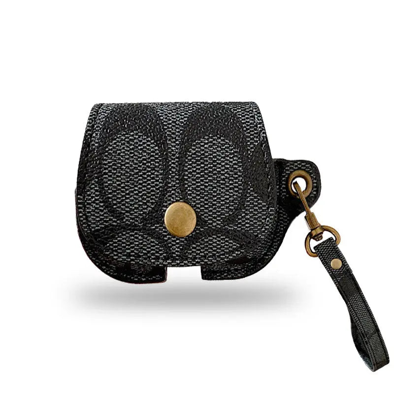Leather Coach AirPods Case Black-CC231215 mysite