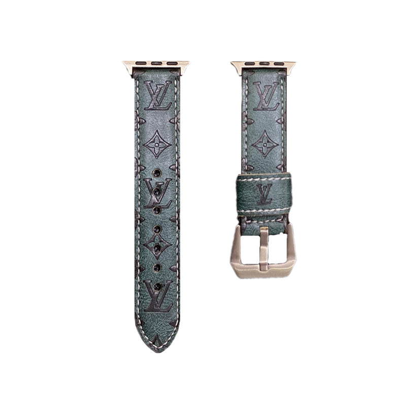 Leather Monogram Apple Watch Bands Leather Blue-YH24422s-1 mysite
